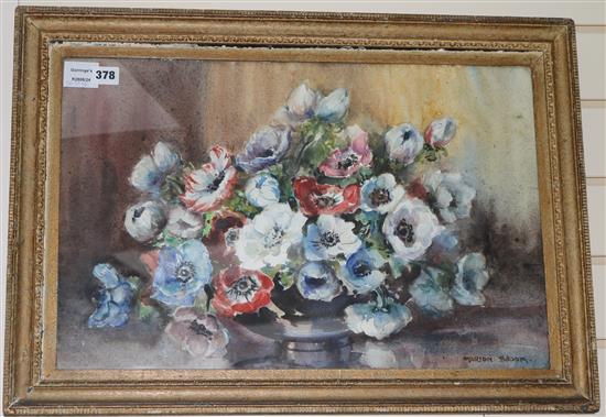 Marion Broom Still life of anemonies 37 x 56cm.